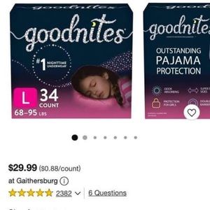 Goodnites pull-ups for girls in size large